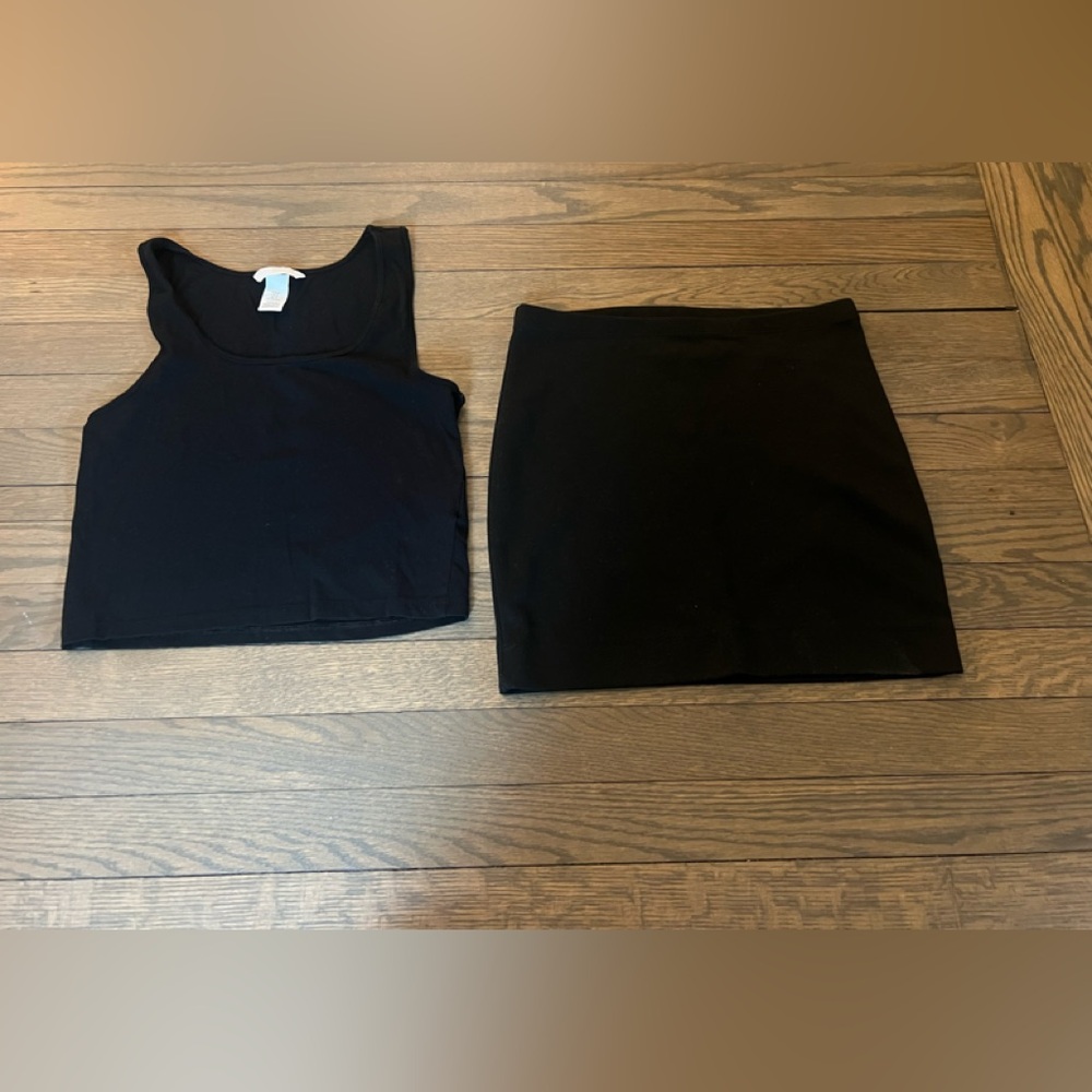 H&M Crop Tank Top and Mini Skirt
